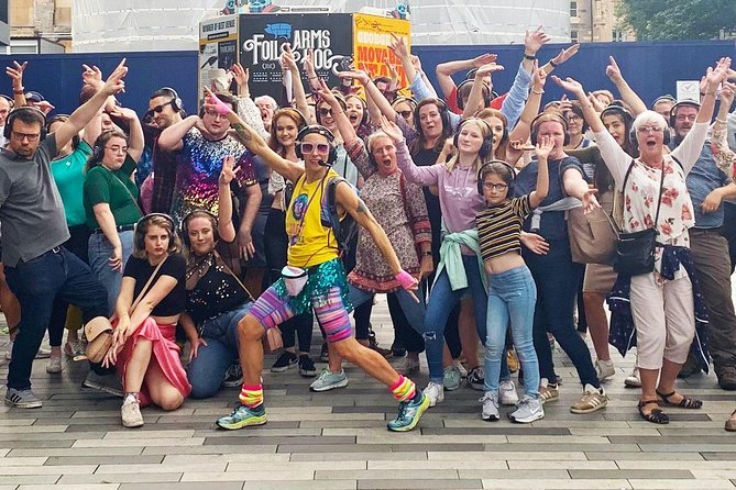 Silent Disco Adventure Tour - Performing outside the Scottish National Gallery